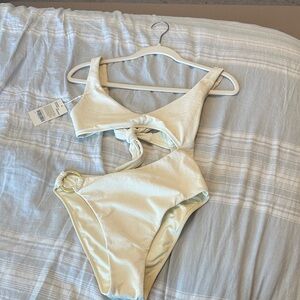 Monday Swimwear Ivory Textured Fabric